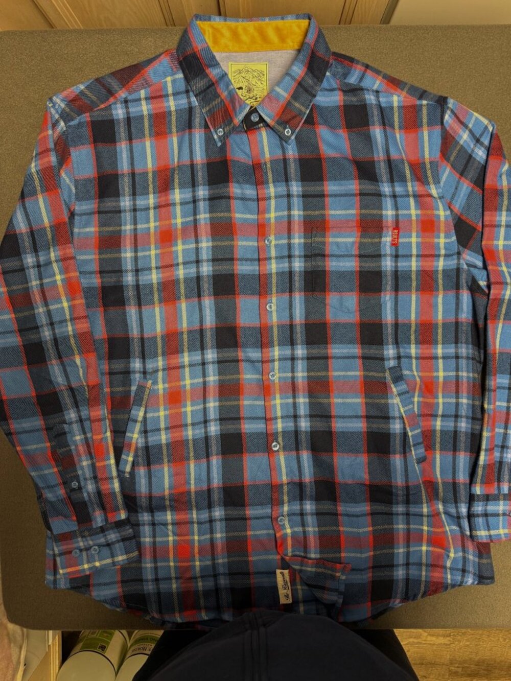 RSVLTS The Roosevelts XXL Blue Plaid Flannel Shirt Excellent Condition